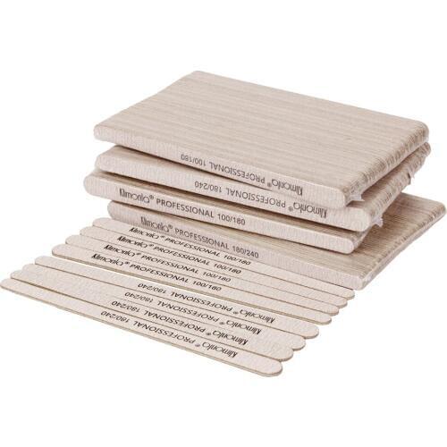 200 Pcs/lot Strong Thick Wooden Nail File 100/180/240 Grit Wood Sandpaper Buffer Block Manicure Straight Stick Files Wholesale