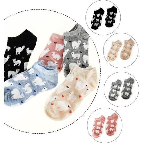 2018 Women Alpaca Socks Cute Cartoon Animal Boat Socks Kawaii Cotton Soft Casual harajuku korean japanese funny socks