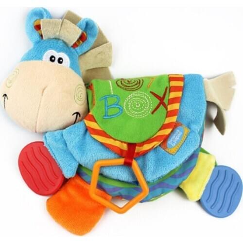 2021 Newborn Baby Rattles Teether Toys Cute Donkey Animal Cloth Book For Toddlers Learning Early Education Toys New