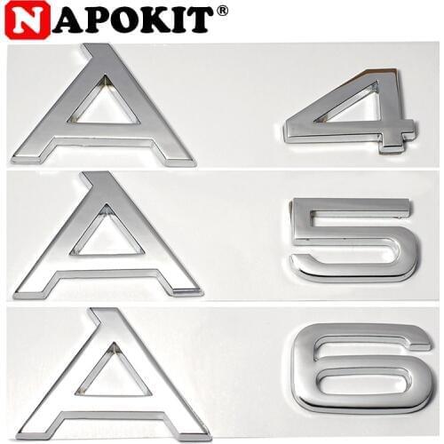 ABS Chrome 3D Logo for A3 A4 A5 A6 A3L A4L A5L A6L LOGO Car Styling Sticker Factory Supply Car Rear Decoration Emblem Badge