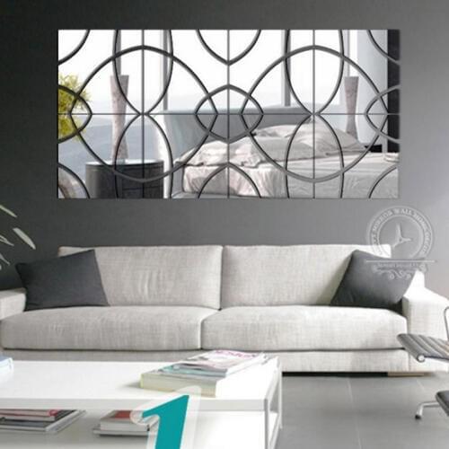 3D Silver Gold Mirror Wall Sticker Acrylic Modern Home Decoration Wall Decor Stickers DIY Poster Sticker Self-adhesive Mirror