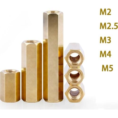 10-50Pcs M2 M2.5 M3 M4 M5 Brass Hex Male Female Standoff Pillar Stud Mount Spacer Hexagon PCB Motherboard Hollow Bolt Screw