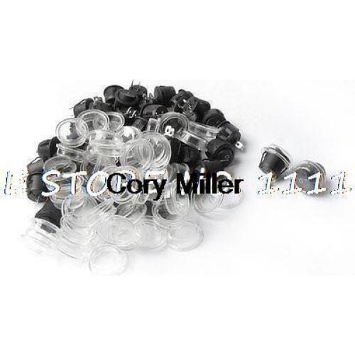 6A 250VAC 10A 125VAC SPST Black Button Round Boat Rocker Switch w Cap