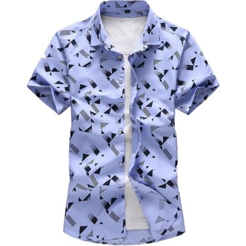75% HOT SALES!!! Summer Men Turn Down Collar Buttons Printing Shirt Comfortable Thin Casual Tops