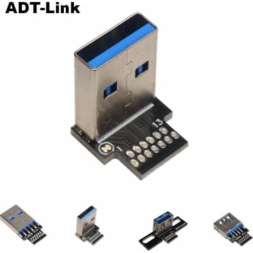 ADT USB A Male USB 2.0 3.0 A Female Connector Right 90 Degree Angled DIP PCB Converter Adapter