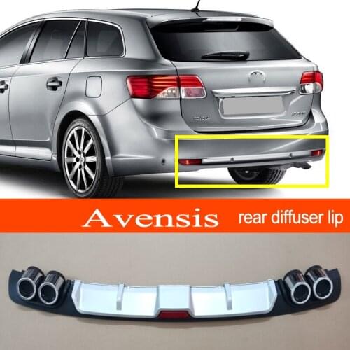Avensis 09-14 ABS Plastic Silver / Black Car Rear Bumper Rear Diffuser Spoiler Lip for TOYOTA Avensis 2009-2014 Hatchback