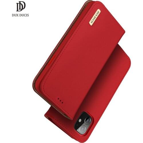 For iPhone 12 Mini Case DUX DUCIS Wish Series Genuine Leather Wallet Flip Case with card Slot Magnetic Closure Full Protection