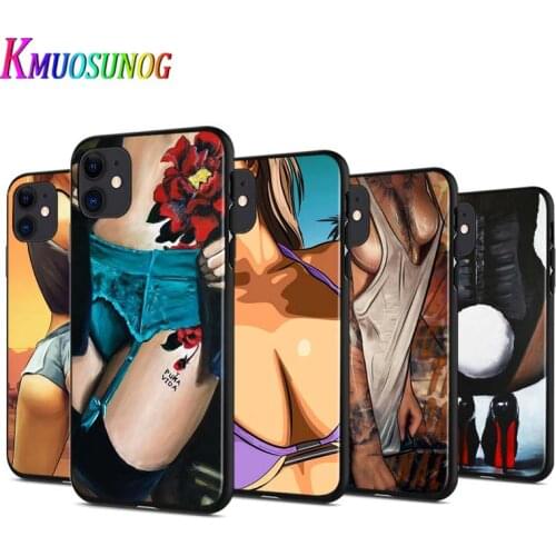 Summer Sexy Girl Bikini For Apple iPhone 12 Pro Max Mini 11 Pro XS Max X XR 6S 6 7 8 Plus 5S Black Phone Cover
