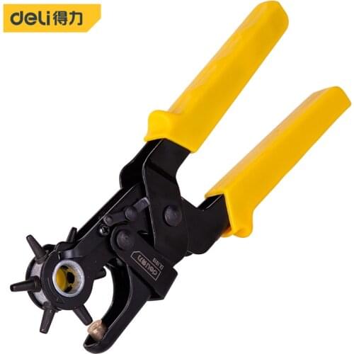Deli Leather Belt Hole Punch Plier Eyelet Puncher Revolve Sewing Machine Bag Setter Tool Watchband Strap Household leathercraft