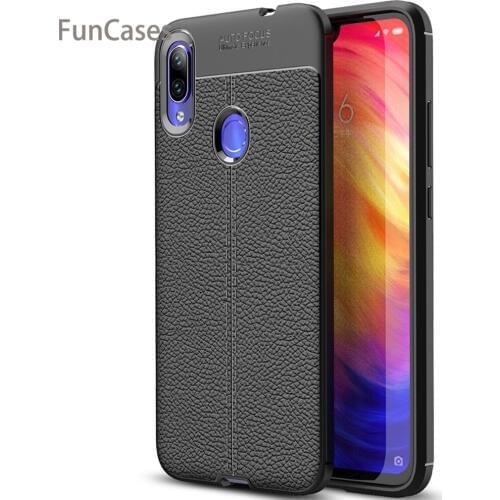 For Xiaomi Redmi Note 7 Case Silicone Shockproof Case Cover Luxury Leather Litchi Pattern Soft TPU Case for Xiaomi Redmi Note 7
