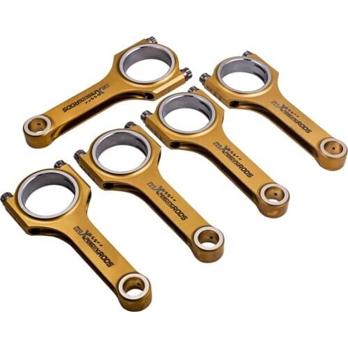 Racing Titanizing Conrods Connecting Rods For Audi RS2 2.2L Turbo 5cyl 144mm ARP2000 Bolts 800+HP 4340 H-Beam Forged Steel