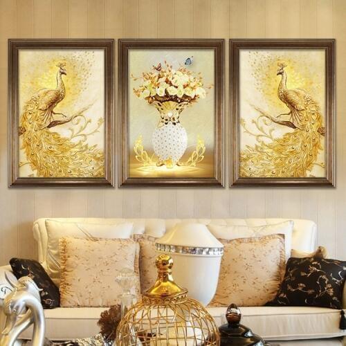 Retro America Yellow Bird Canvas Painting Room Background Luxury Flowers Classical Vase Decor Poster Animals Wall Picture Print