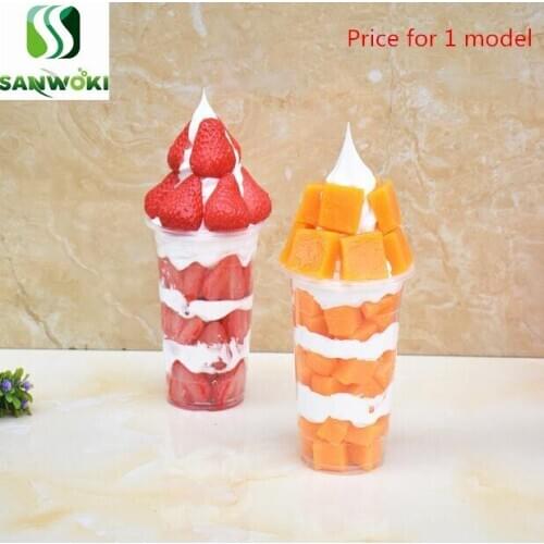 Simulation Fruit Melaleuca ice cream model fruit juice props Fake Food Model fruit sundae model fruit ice cream cup sample