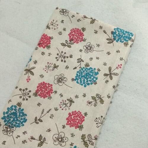 Graceful Zaka Chrysanthemum Flower Printed Cotton Linen Fabric 48x120cm For DIY Sewing Curtain Tablecloth Home Decoration