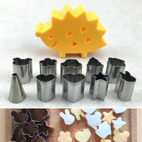 JX-LCLYL 10PCS Mini Stainless Steel Fruit Cookie Biscuit Ham Cutter Mold Hedgehog Box