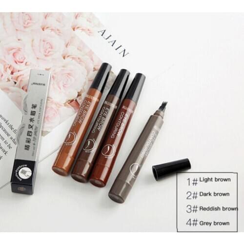 4 Fork Tip Fine Liquid Eyebrow Pencil Waterproof Sketch Eyebrow Tattoo Water Eyebrow Pen Easy To Color Lasting Makeup Tool TSLM1