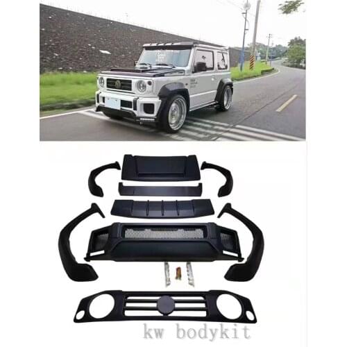 LB Style Fiberglass Wide Body Kit For Suzuki JB74 Jimny Front Bumper Wheel Arches Hood Roof Tuning Body Kit