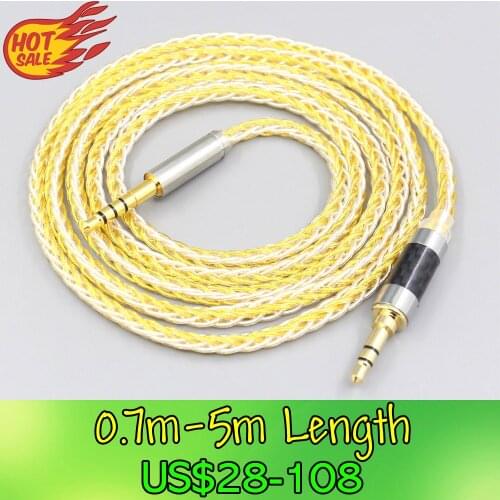 LN007269 8 Core Silver Gold Plated Braided Earphone Cable For Denon AH-mm400 AH-mm300 AH-mm200 Beats solo2 solo3 SHP9500