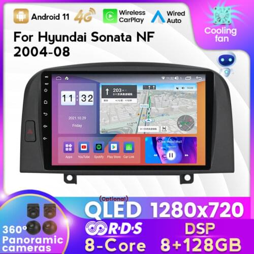 MEKEDE IPS 6+128G DSP Android11 Car Radio Multimedia Player for Hyundai SONATA NF 2004-2008 GPS Navigation Built-in Carplay Auto