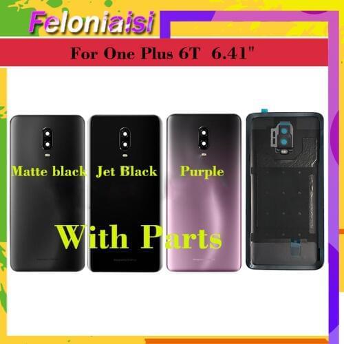 Original Housing For Oneplus 6T One plus 6t Back Cover Battery Door Real Back Cover Glass Phone Housing Case + Camera Lens Parts