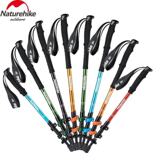 NatureHike Alpenstock Aluminum Alloy 3 Joints Trekking Pole Adjustable Retractable Hiking Stick Telescopic Walking Stick Outdoor