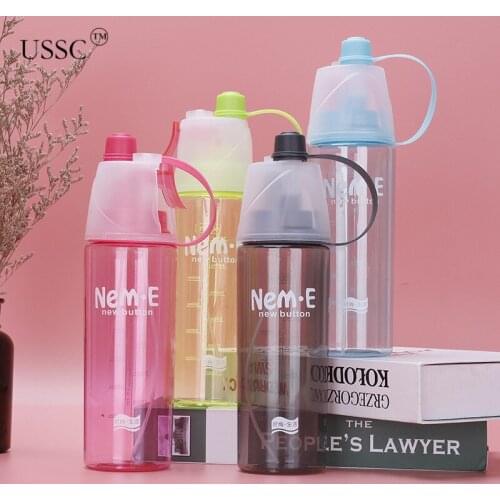 USSC Plastic Spray Cup Water Bottles Outdoor Sports Kettle, Portable Cover, Summer Water Supplement, Cooling Cup Water Cup HZ061