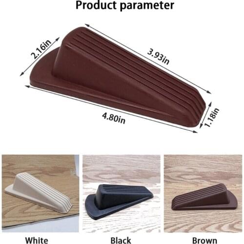 Heavy Duty Rubber Door Stopper 3 Pack Wedge Sturdy and Stackable Door Stop, Multi Surface Design Black/Brown/Grey/White