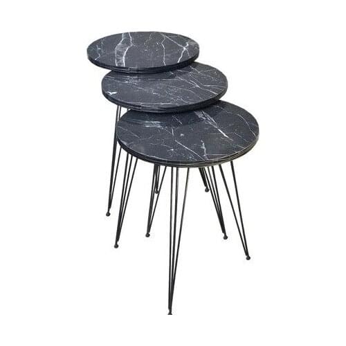 Modern Kzy Zigon Coffee table Metal Foot pcs set Serving Stand Black Marble Pattern coffe table table basse