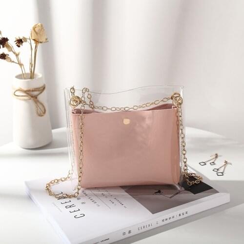 Messenger Bags 2021 Design Luxury Handbag Women Transparent Bucket Bag Clear Pvc Jelly Small Shoulder Bag Female Chain Crossbody