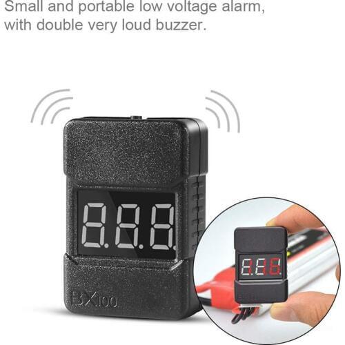 Lipo Battery Tester 4PCS BX100 RC 1-8S Low Voltage Buzzer Alarm with ABS Shell Super Sound Warning Checker with LED Indicator
