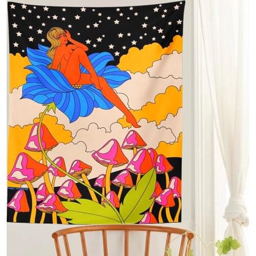 Boho Decoration Home Decor Aesthetic Wall Hanging Vintage Rainbow Star Sky Bohemian Wall Hippie Art Decor Mural Wall Hanging