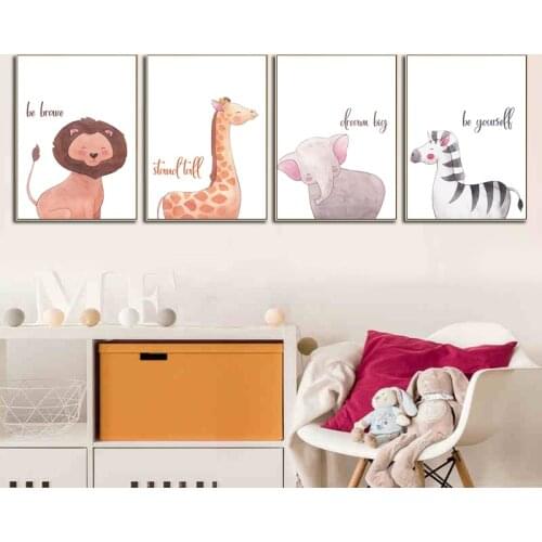 Animal Decoration Sheets Picture Wall Art Poster Childrens Canvases Room Paintings For Nursery Decorative Prints Wall Posters