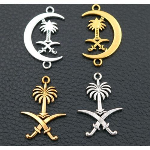 WKOUD 8pcs Silver Color / Gold Coconut & Machete Tag Pendant Ethnic Style Bracelet Necklace DIY Metal Jewelry Charms Findings
