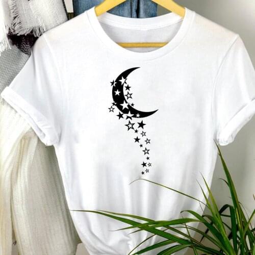 Women Clothes Ladies Star Moon Cute 90s Cartoon Summer Fashion Short Sleeve Summer Print Tshirt Female Tee Top Graphic T-shirt