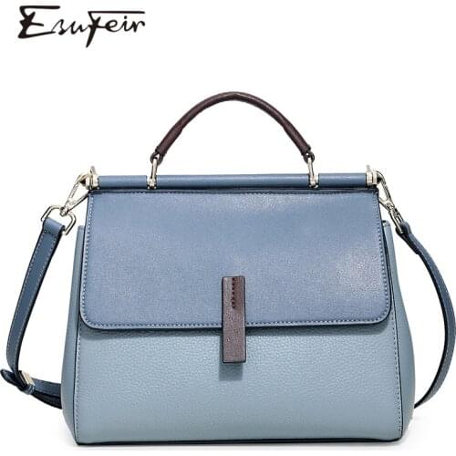 Genuine Leather Women Handbag Panelled Female Shoulder Bag Fashion Wide Shoulder Strap Women Crossbody Bag Soft Casual Tote sac