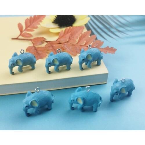 10pcs 3D elephant charms cartoon resin accessories key chain pendant DIY micro landscape fittings factory wholesale