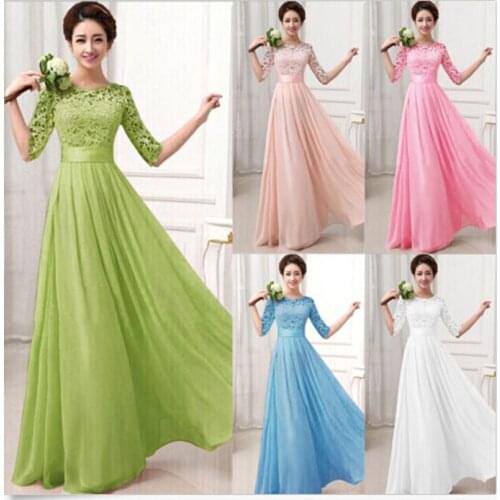 2021 Girl Dress Sweet Memory Long Chiffon Dress O Neck Half Sleeve Wedding Party Gowns Lace Bridesmaid Dresses