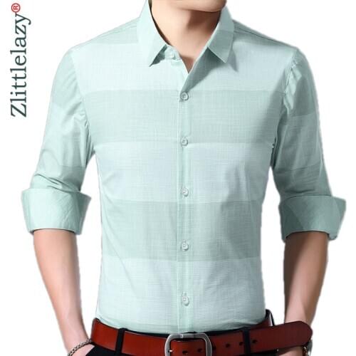 2020 Brand Casual Luxury Striped Long Sleeve Slim Fit Men Shirt Streetwear Social Dress Vintage Shirts Mens Fashions Jersey 8122