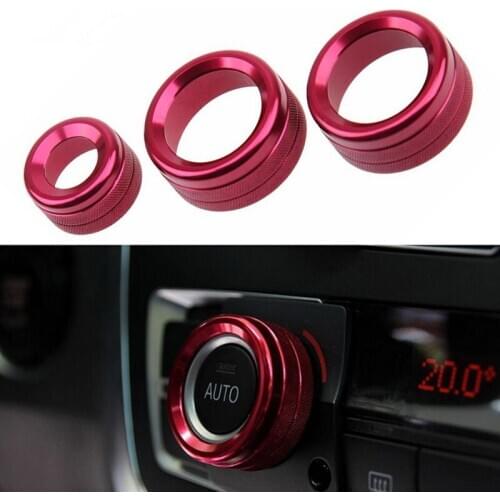 3Pcs Car Air Conditioner Audio Switch Knob Decoration Cover, for BMW 1234 Series 3GT Knob Decoration Ring Accessories