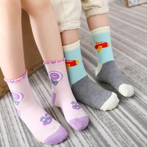 5Pairs/Lot 2020 Autumn/winter New Breathable Childrens Socks Boys and Girls Socks Fashion Korean Socks Children Cartoon Socks