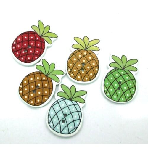 50pcs Mixed Wooden Pineapple Sewing Buttons For Clothing Needlework Scrapbooking Botones Decorative Crafts Diy Accessories