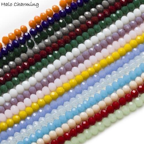 50 Piece Crystal Glass Rondelle Quartz Faceted Beads Fit Necklace Bracelet Making For Women DIY Jewelry Findings 4-8mm