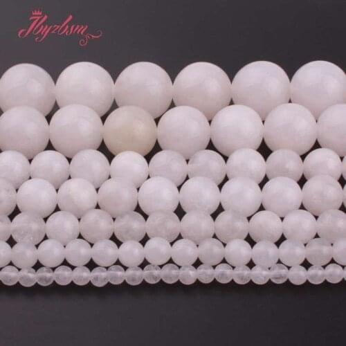 6/8/10/12mm Round White Jades Beads Smooth Loose Spacer Stone Beads For DIY Necklace Bracelets Earring Jewelry Making Strand 15"