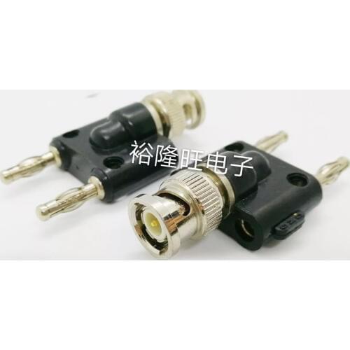 Smonisia 10pcs/lot Copper BNC Q9 Male Plug To Double Banana Jack 4mm Monitor Adapter Two-in-one Connector