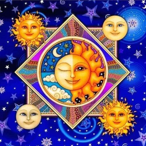 Diamond Painting Cartoon Diamond Mosaic Sale 5D Diamond Embroidery Full Set Sun And Moon Rhinestone Picture Mothers Day Gift