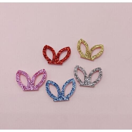 3.5*2cm 50pcs/lot Glitter rabbit ear Padded Appliques for Children Headwear Hair clip Accessories and Garment Accessories