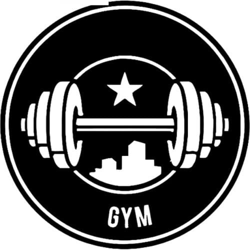 Car Stickers Dumbbell Gym Sports Decoration Car Shape Stickers PVC Decals Creative Waterproof Sunscreen Black/white,14cm*14cm