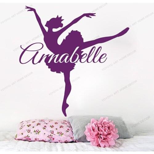 Ballerina Wall Decals / Girl Name Decal / Girl Wall Vinyl Sticker / Nursery Wall Decor / Ballet Dancer Sticker yw-587