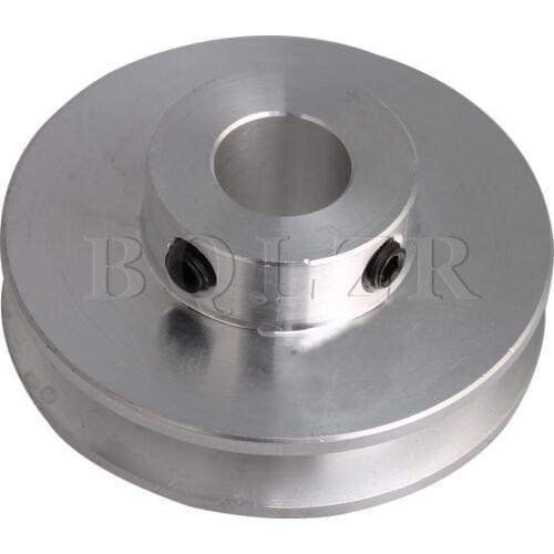BQLZR 41x16x10MM Silver Aluminum Alloy Single Groove 10MM Fixed Bore Pulley for Motor Shaft 3-5MM PU Round Belt