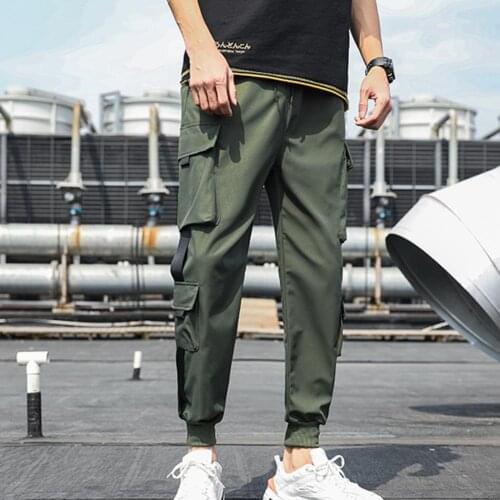 Fashion Mens Side Pockets Cargo Harem Pants Cargo Pants Multiple Pockets Loose Male Men Solid Color Hip Hop Style Pants for Men